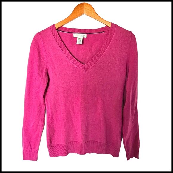 Banana Republic Extra Fine Merino Wool V Neck Sweater Pink‎ Purple M Medium - Picture 1 of 9